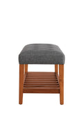 Charla Gray Fabric & Oak Finish Bench Gray Fabric,Synthetic Wood