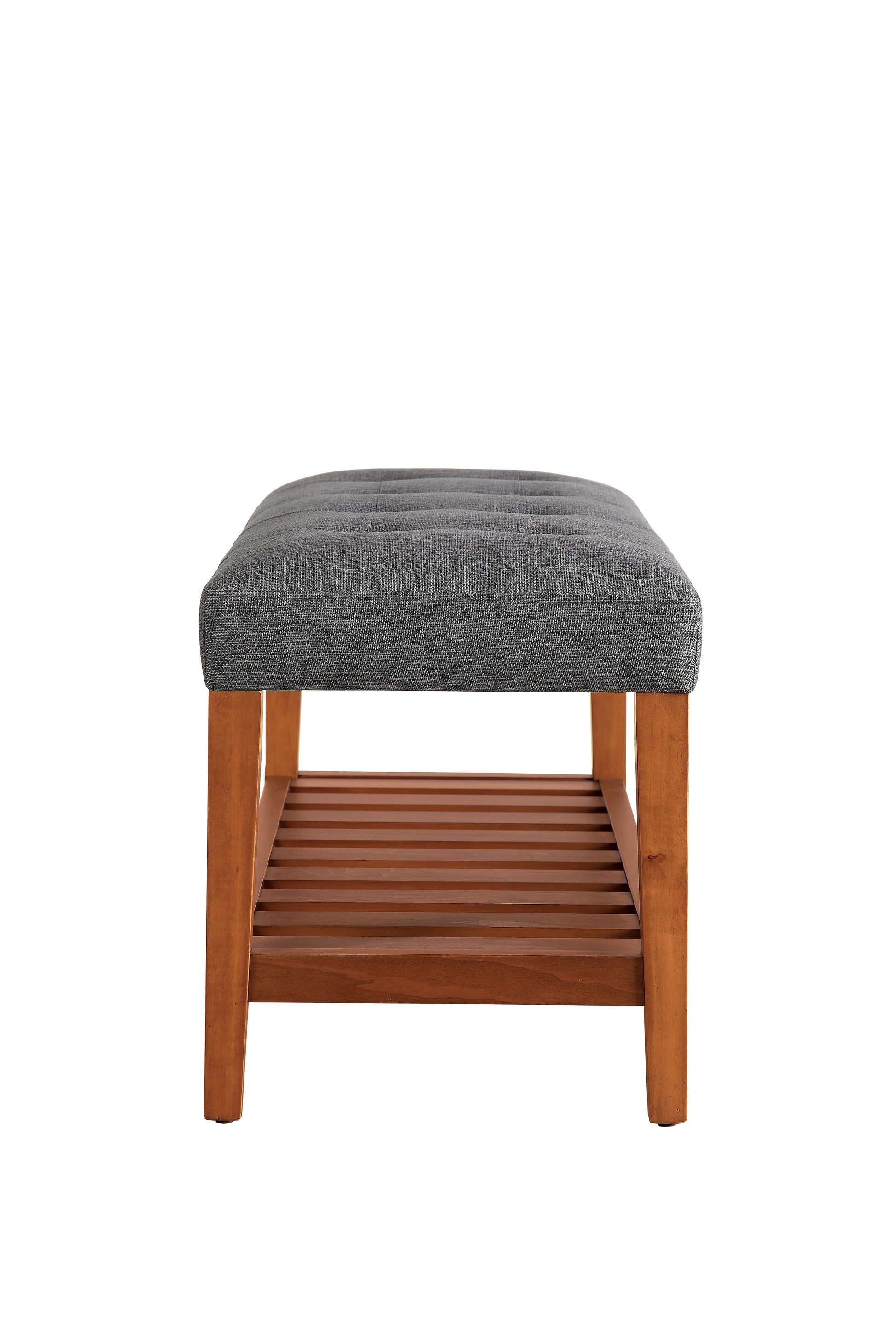 Charla Gray Fabric & Oak Finish Bench Gray Fabric,Synthetic Wood