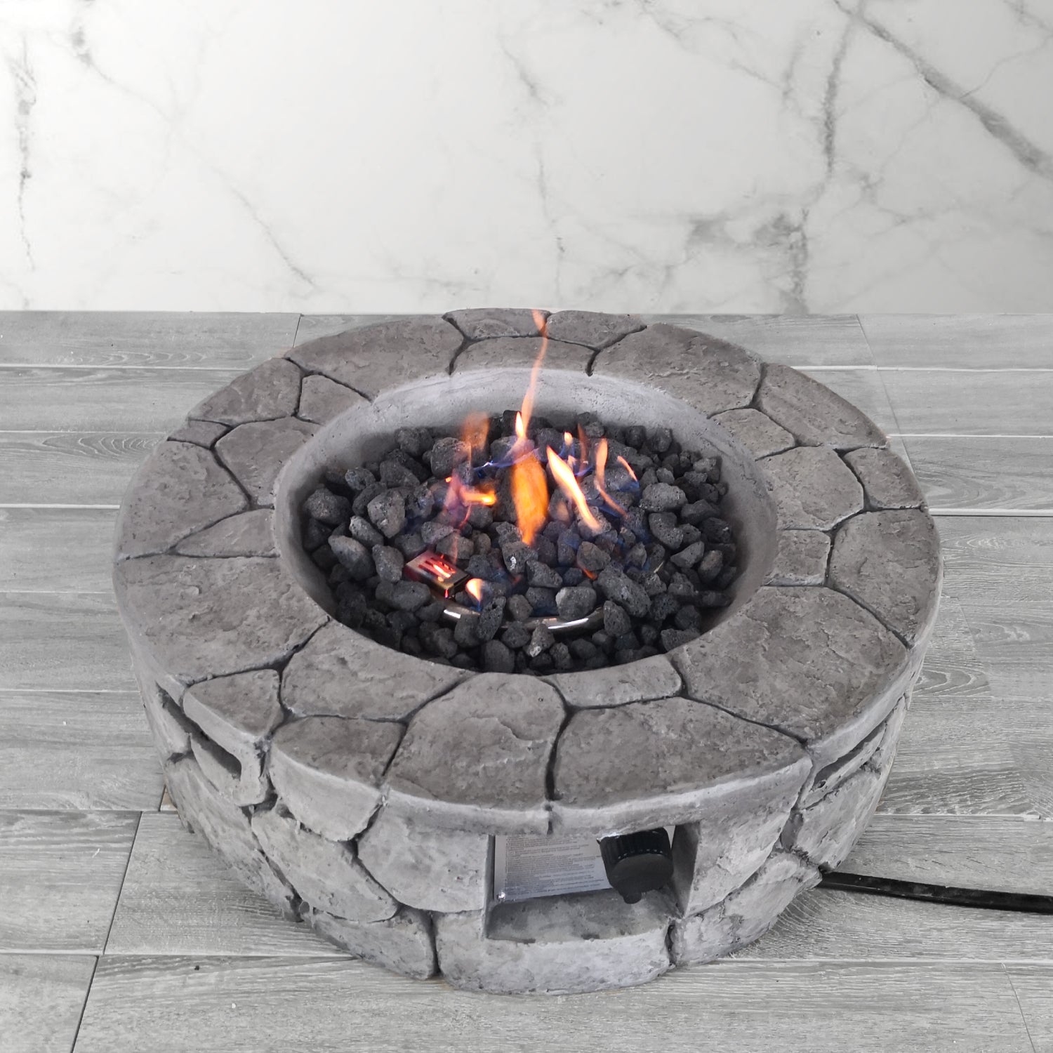 9'' H X 28'' W Fiber Reinforced Concrete Outdoor Fire Pit Stone Gray Garden & Outdoor Modern Stone Concrete