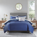 8 Piece Printed Seersucker Comforter And Quilt Set Collection Blue King Cal King King Blue Polyester
