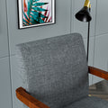 Fabric Accent Arm Chair Set Of 2 With Round Wood Table Grey Fabric