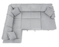 122 Inch Pull Out Couch, Rabbit Plush Fabric Sofa Bed With Usb Ports & Comfy Upholstered, Oversized U Shape Sectional Sleeper Sofa Bed With Storage Chaise, Grey Light Brown Wood Primary Living Space Medium Duty Eucalyptus 6 Seat Grey Polyester Soft