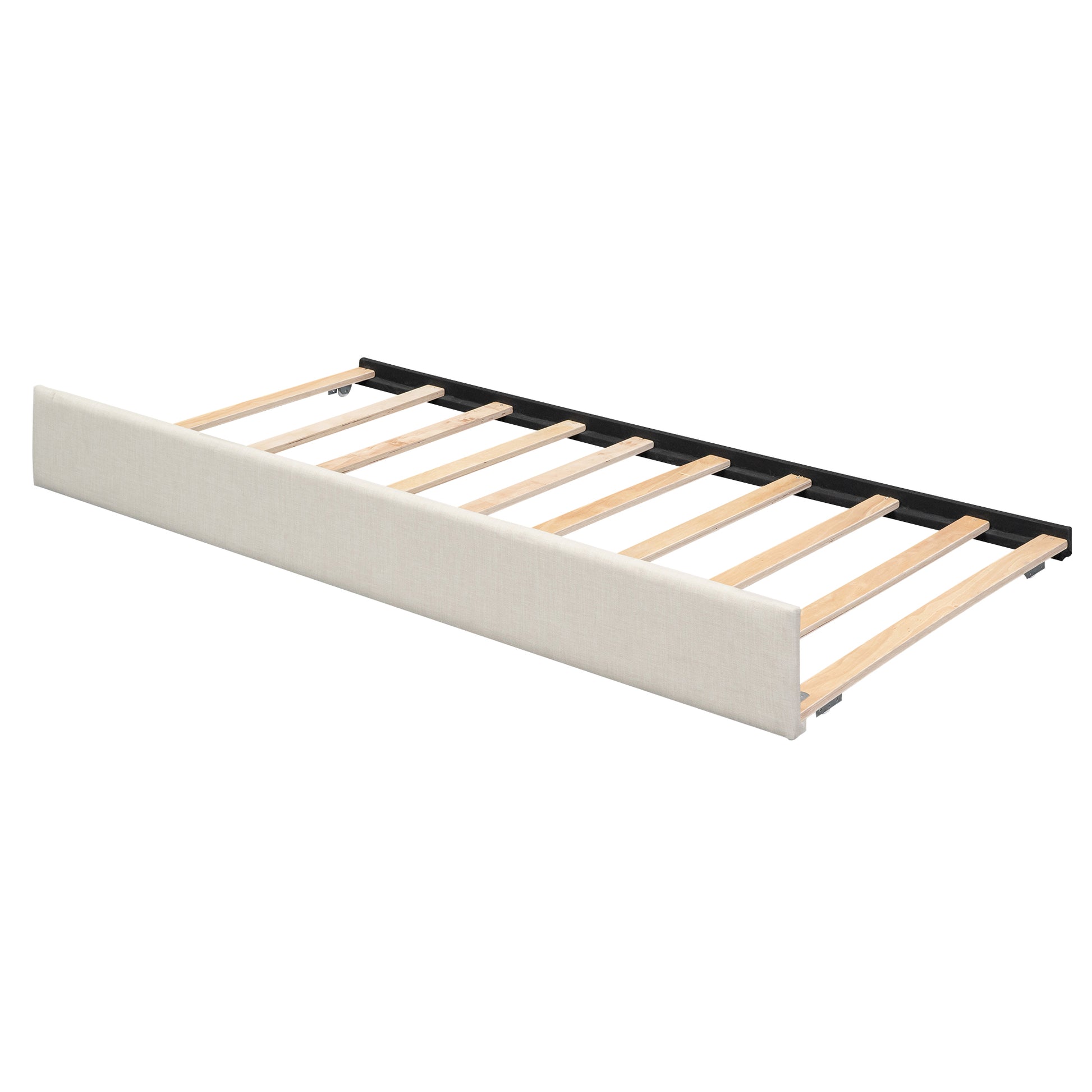 Twin Size Upholstery Daybed With Storage Arms, Trundle And Usb Design, Beige Old Sku:Gx000547Aaa Box Spring Not Required Twin Beige Wood Upholstered