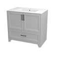 Solid Wood 36 Inch Bathroom Vanity With Single Sink Combo, Modern Vanity Cabinet With 2 Soft Closing Doors & 1 Full Extension Dovetail Drawer Light Grey 1 Light Grey 2 1 36 To 47 In 32 To 35 In Soft Close Doors Bathroom Freestanding Luxury,Modern 20 25