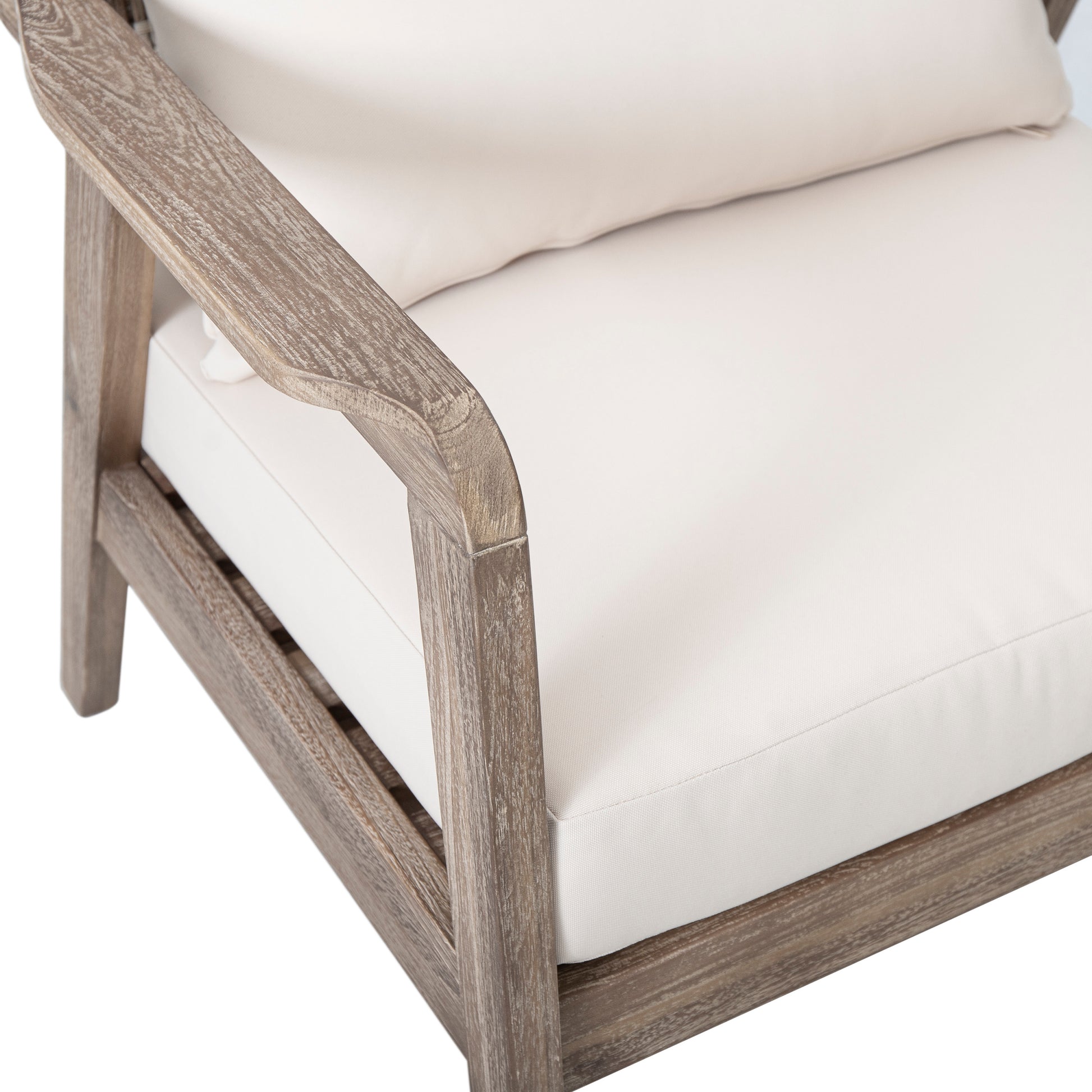 Set Of 2 Outdoor Acacia Wood Patio Club Chair, Patio Furniture,Waterproof Thick Cushion Deep Seating For Porch, Garden, Backyard, Balcony, Weight Capacity 400Lbs, Light Brown Finish, Cream Cushion Yes Deep Seating Light Brown Garden & Outdoor Foam Acacia