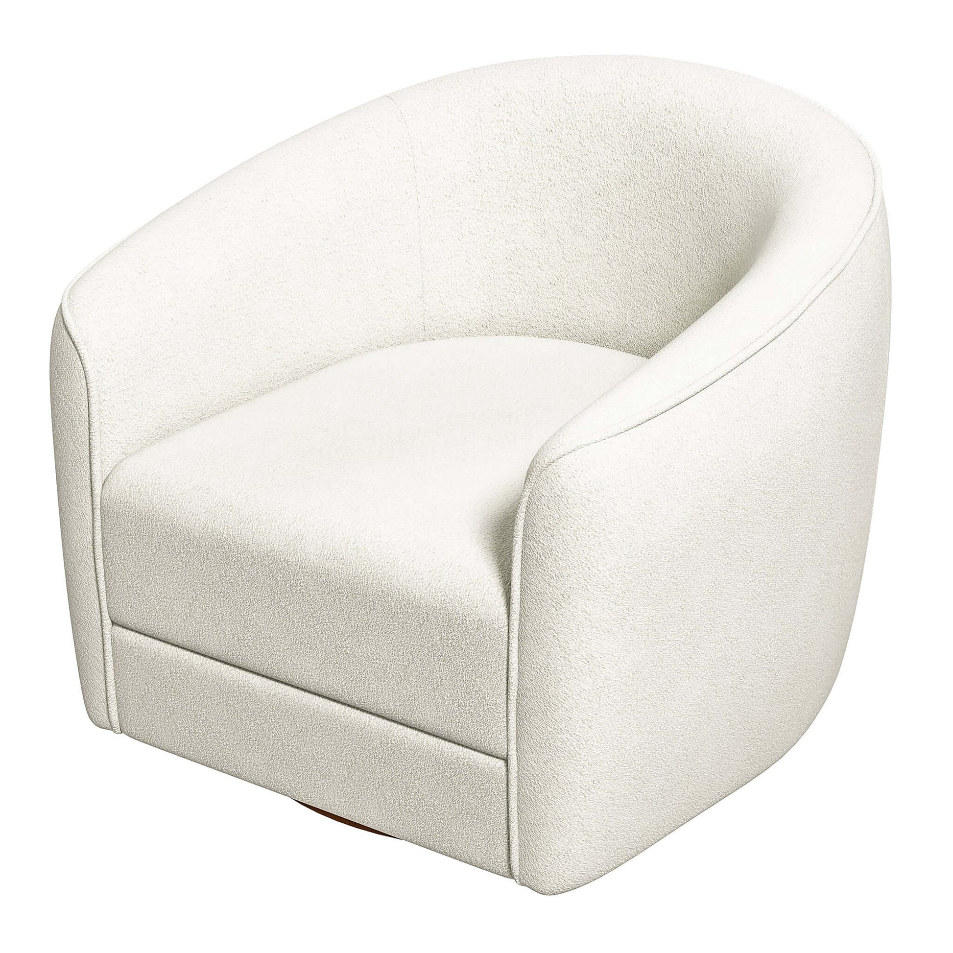 Elise Mid Century Modern Beige Boucle Swivel Chair White Mid Century Modern Foam Boucle