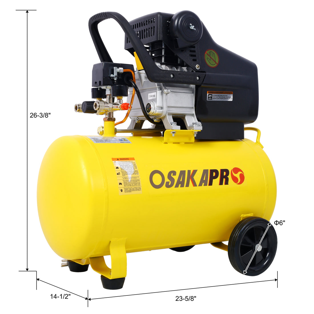 4.5Hp Portable 13 Gallons Air Compressor Tank Ultra Quiet Horizontal Tank Adjustable Pressure With Built In Wheel Yellow Metal