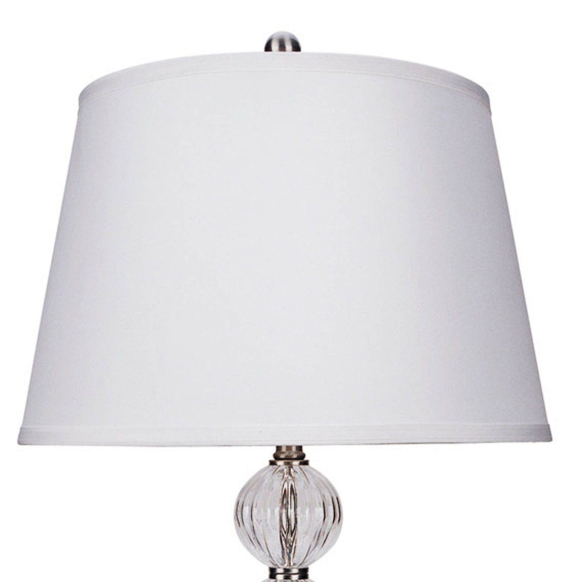 28.5" Tall Metal Table Lamp With Satin Nickel Finish And Orb Design, Linen Shade Brushed Nickel Metal