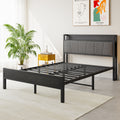 Full Size Bed Frame, Storage Headboard With Charging Station, Solid And Stable, Noise Free, No Box Spring Needed, Easy Assembly Box Spring Not Required Full Black Iron Bedroom Bed Frame Metal & Wood