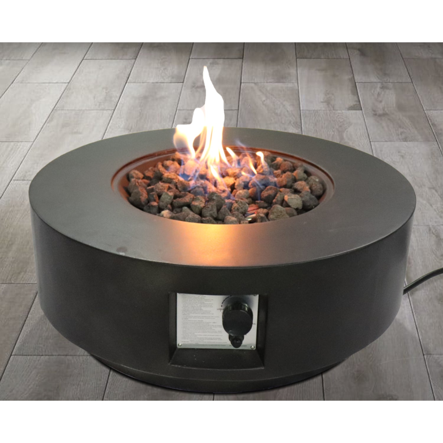 11" H X 30" W Fiber Reinforced Concrete Propane Gas Outdoor Fire Pit Table With Lid Charcoal Garden & Outdoor Modern Stone Concrete