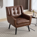Modern Soft Leather Material Ergonomics Accent Chair Living Room Chair Bedroom Chair Home Chair With Black Legs For Indoor Home Brown Pu Brown Foam Upholstered