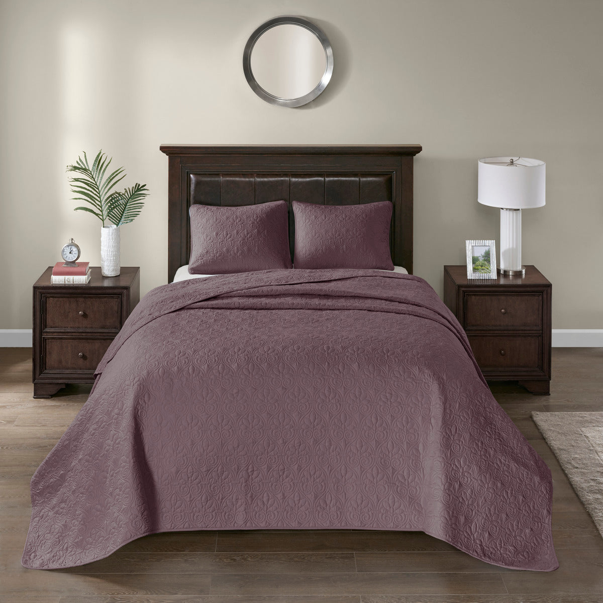 Reversible Quilt Set Purple King Cal King Purple Cotton
