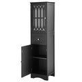 Tall Bathroom Cabinet, Freestanding Storage Cabinet With Drawer And Doors, Mdf Board, Acrylic Door, Adjustable Shelf, Black Black Mdf