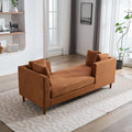 77.95'' Wide Modern Double Sided Upholstered Chaise Lounge Indoor,Chenille Fabric Sleeper Sofa Couch With 4 Throw Pillows, Daybed With Rubberwood Legs For Living Room, Bedroom, Apartment,Caramel