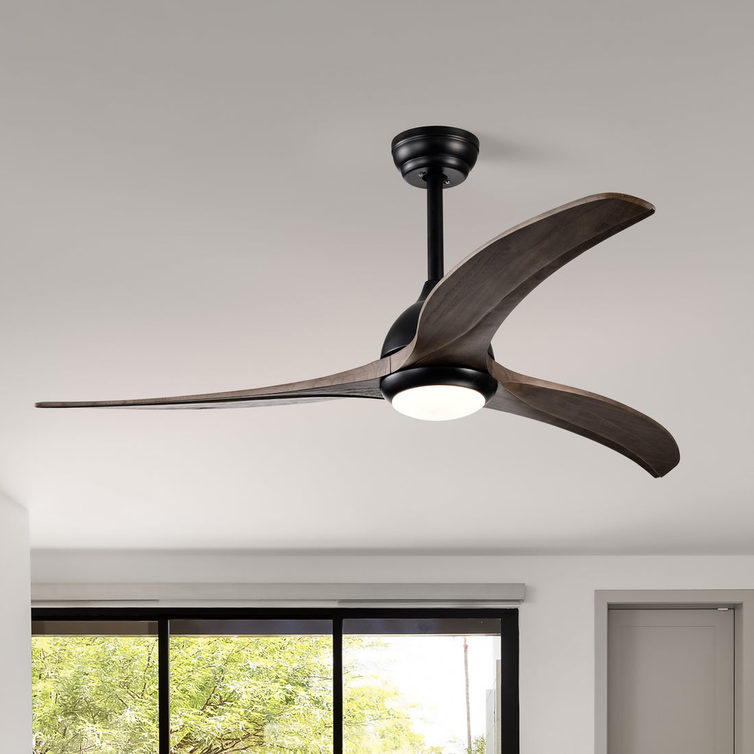 52" Ceiling Fan, Indoor Outdoor Ceiling Fan With Light With Remote Control, Noiseless Reversible Motor, 6 Speed ,3 Colorfor Patio Living Room, Bedroom, Office,Indoor. Matte Black Matte Black Contemporary,Farmhouse,Industrial Wood Iron