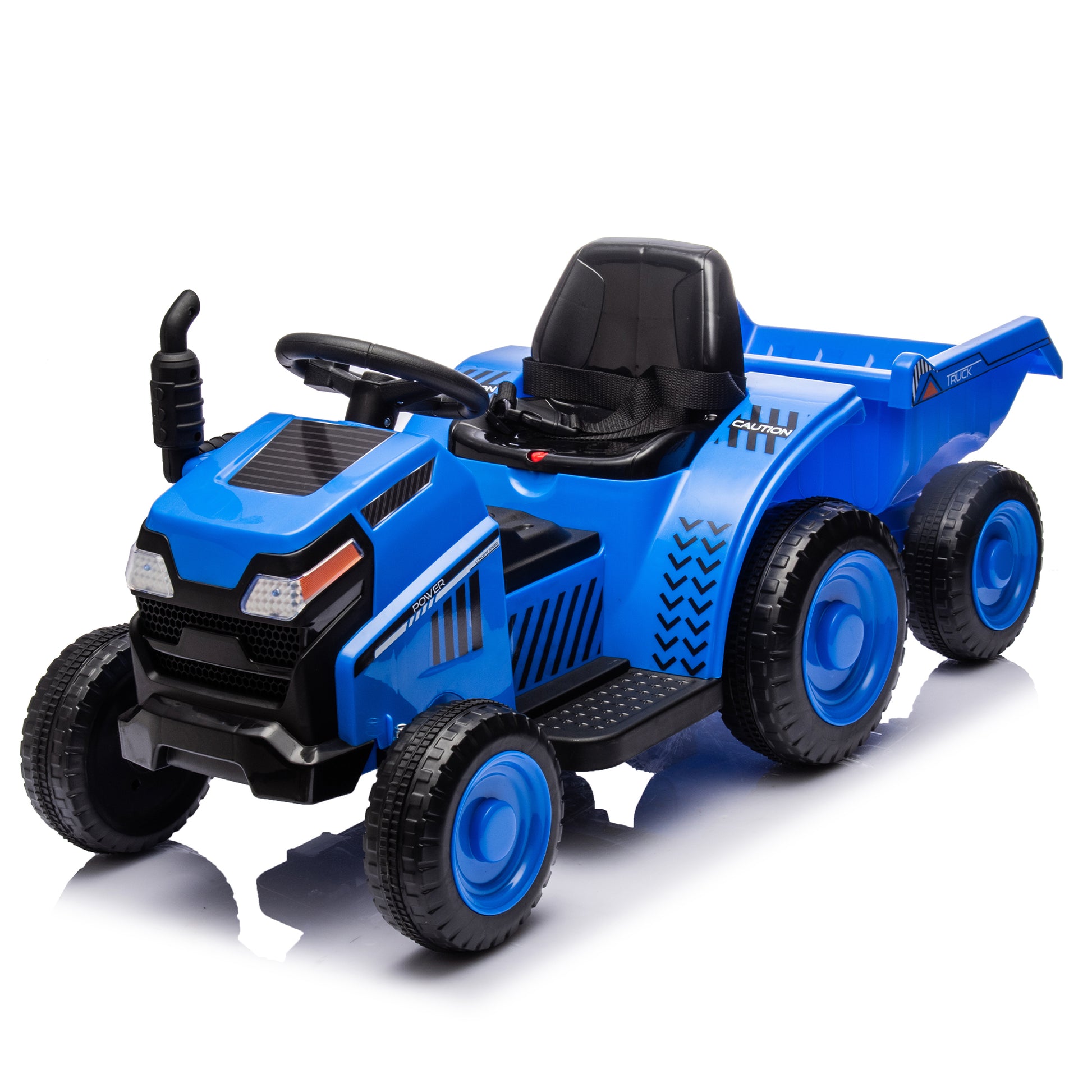 12V Kids Ride On Electric Tractor Black Knight,Kids Ride On Toy.2Wd,Non Skid Tires, Steering Wheel, Foot Pedal,With Removable Storage Tug,Light,Bluetooth,Music,Mp3,Usb,Power Display For Kids Aged 3 . Blue 50 99 Lbs Polypropylene