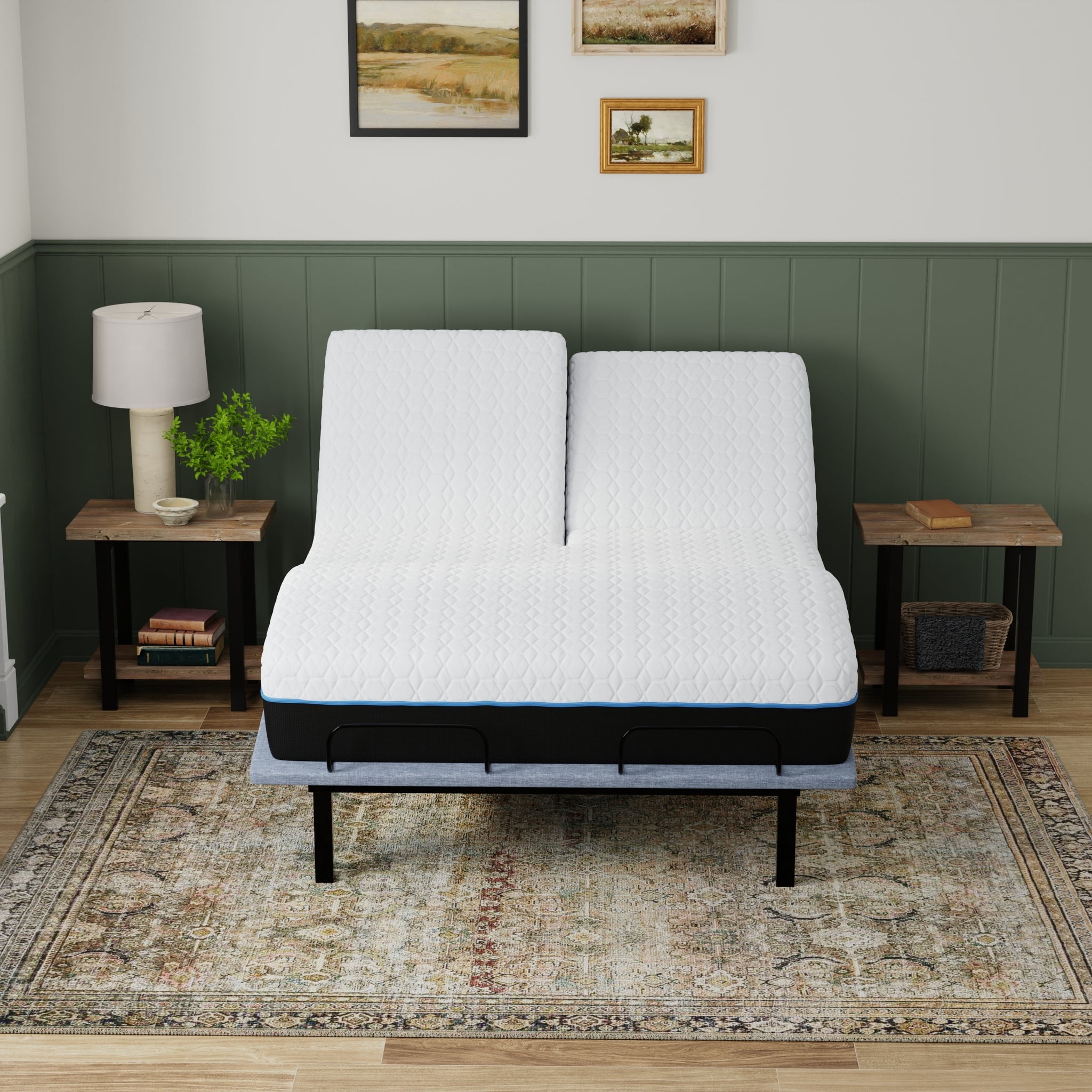 Copper Lux 12" Split Top King Soft Memory Foam Mattress With Phase Change Cooling Fabric White Gray Foam Split Top King