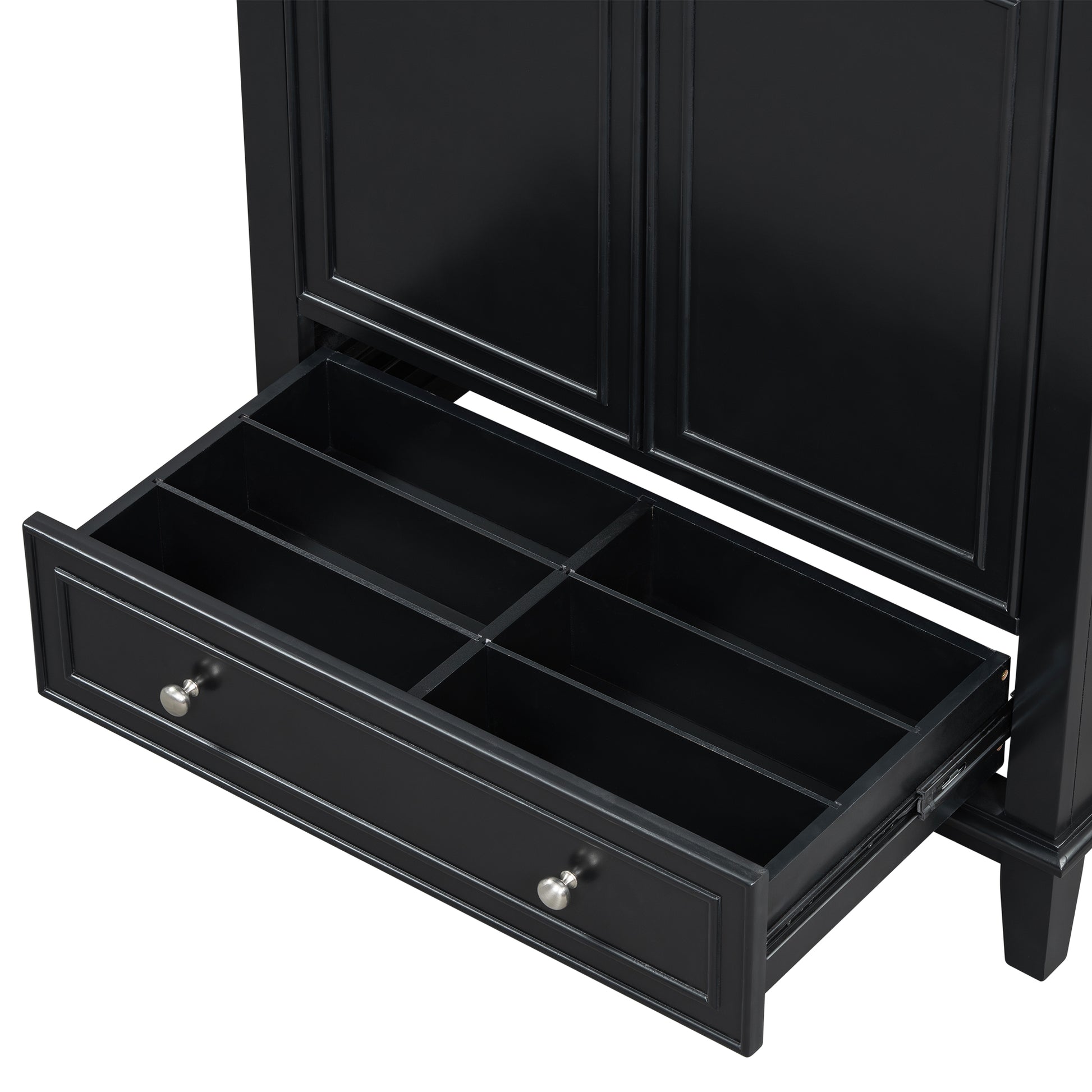 30" Bathroom Vanity Without Sink, Base Only, Multi Functional Bathroom Cabinet With Doors And Drawer, Solid Frame And Mdf Board, Black Black Solid Wood Mdf