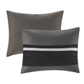 7 Pc Pieced Faux Suede Comforter Set Black Cal King California King Black Polyester