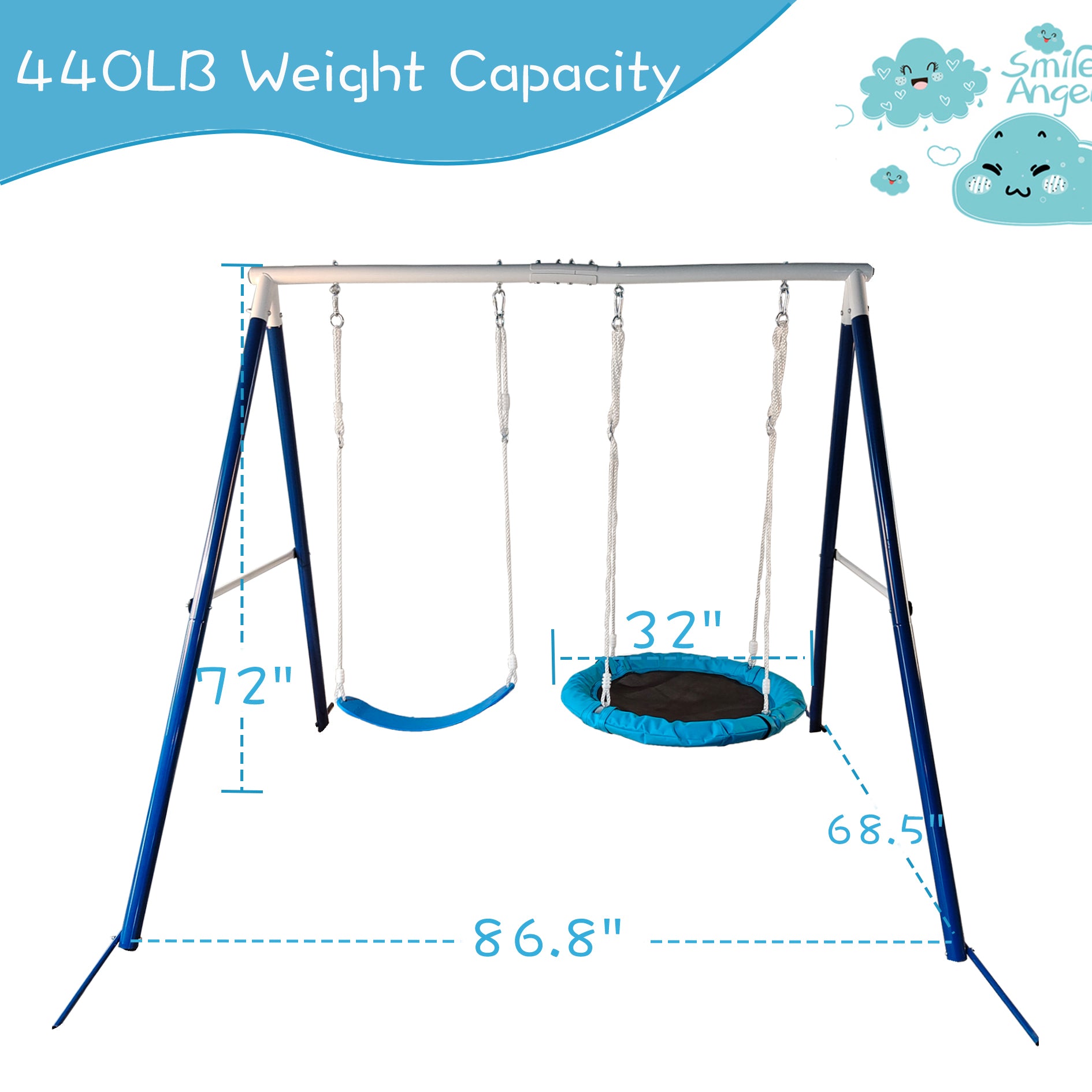 Kids Metal Swing Set For Backyard Outdoor Playground Two Functional Swing Set For Kids Outdoor Equipment Antique Blue 200 Lbs & Over Modern 5 To 8 Years Metal Outdoor