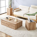 Elevate Your Living Space With This Modern Mdf Coffee Table That Showcases Smooth, Light Wood Color Texture Patterns. It Is Characterized By Stylish Design. Wood Mdf