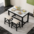 3 Piece Modern Faux Marble Versatile Bar Table Set With Storage Drawers And Padded Stools, Ideal For Space Saving Dining Nooks Or Small Kitchens Black Black Solid Wood Mdf