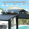 8 5Ft Hardtop Grill Gazebo, Outdoor Bbq Gazebo W Galvanized Steel Double Roof, Permanent Sun Shade Grill Canopy Shelter With 2 Side Shelves And Ceiling Hook For Patio Deck Yard Garden Grey Grey