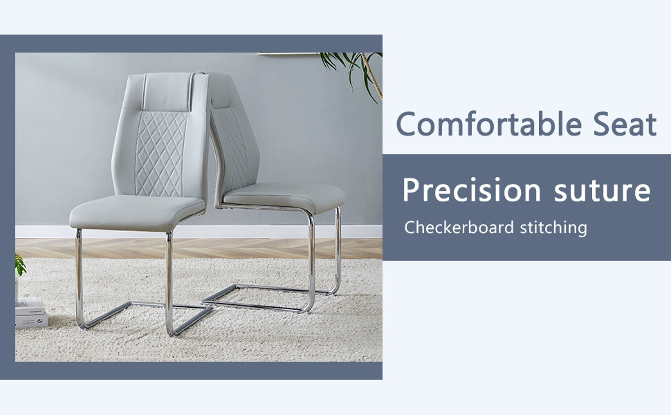 Table And Chair Set.63"X31.5X30" Black Marble Patterned Slabs Tabletop With Stainless Steel Butterfly Legs.Paried With 6 Light Gray High Quality Pu Chairs With Silver Metal Legs. Light Gray,Silver