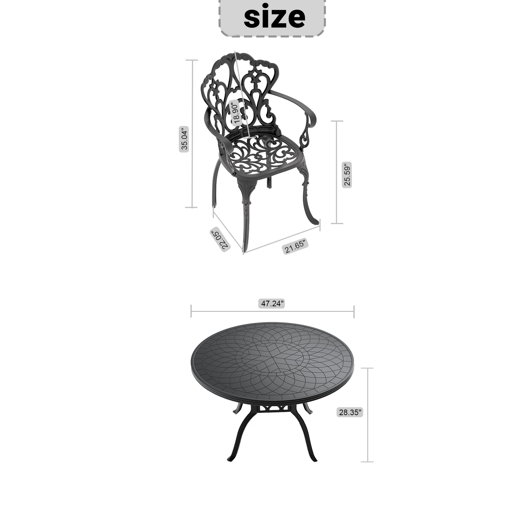 Cushions In Random Colors 5 Piece Set Of Cast Aluminum Patio Furniture With Cushions Yes Dining Set Black Seats 4 Rust Resistant Frame Water Resistant Cushion Garden & Outdoor Complete Patio Sets Aluminium