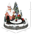 Homcom Animated Christmas Village Scene, Pre Lit Musical Holiday Decoration With Led Lights, Rotating Train, 2 Musicians And 1 Commander Multicolor Resin