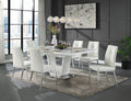 Kamaile Dining Table, White High Gloss Finish Dn02133 White Mdf Metal