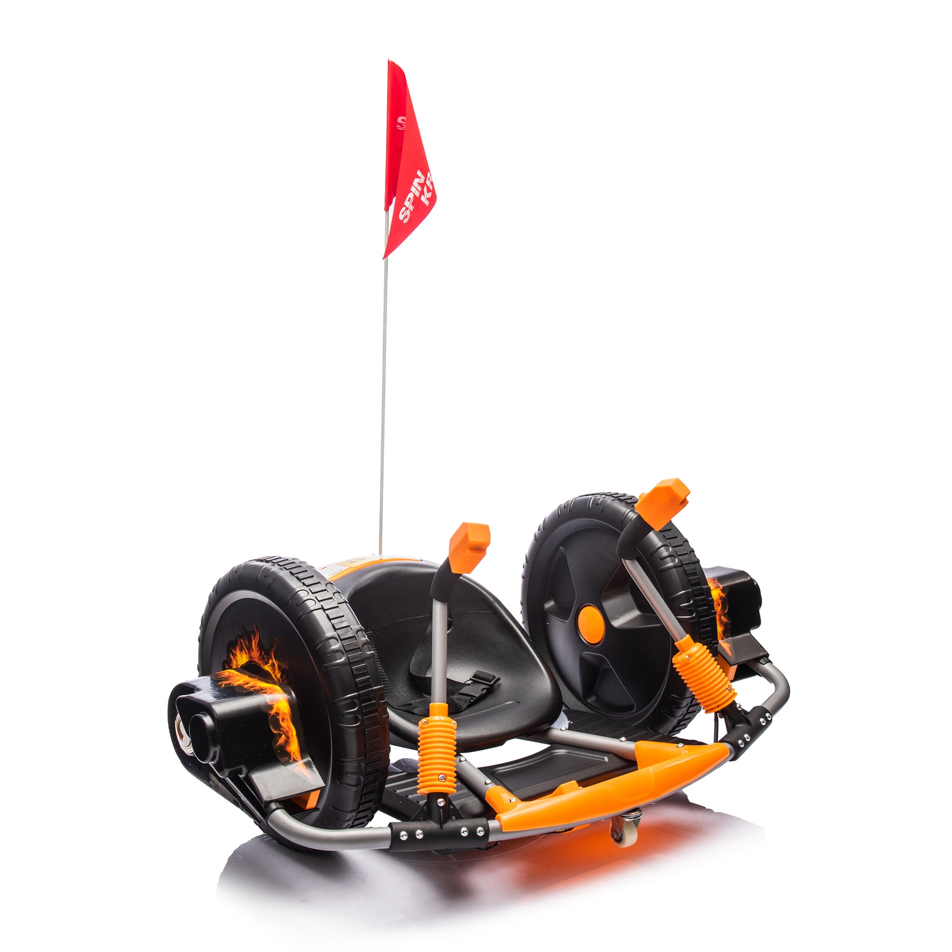 12V Kids Ride On Electric Toy,2Wd,16'' Exaggerated Wheel,Dual Handle Control For 360 Degree Flexible Steering And Rotation,Solid Metal Frame,Provide A Speed Of 4.66 Mph For Kids Aged 6 . Orange 50 99 Lbs Polypropylene