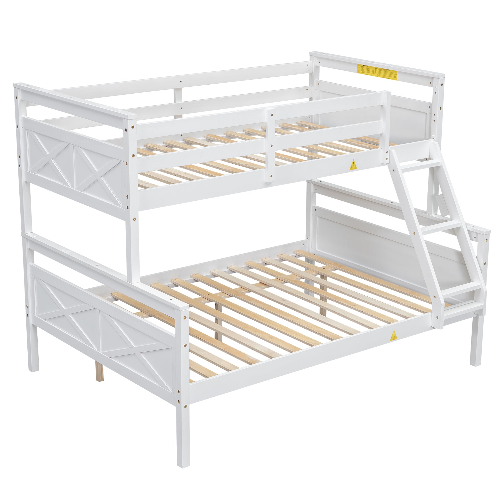 Twin Over Full Bunk Bed With Ladder, Safety Guardrail, Perfect For Bedroom, White Box Spring Not Required Twin White Wood Bedroom Bunk Pine