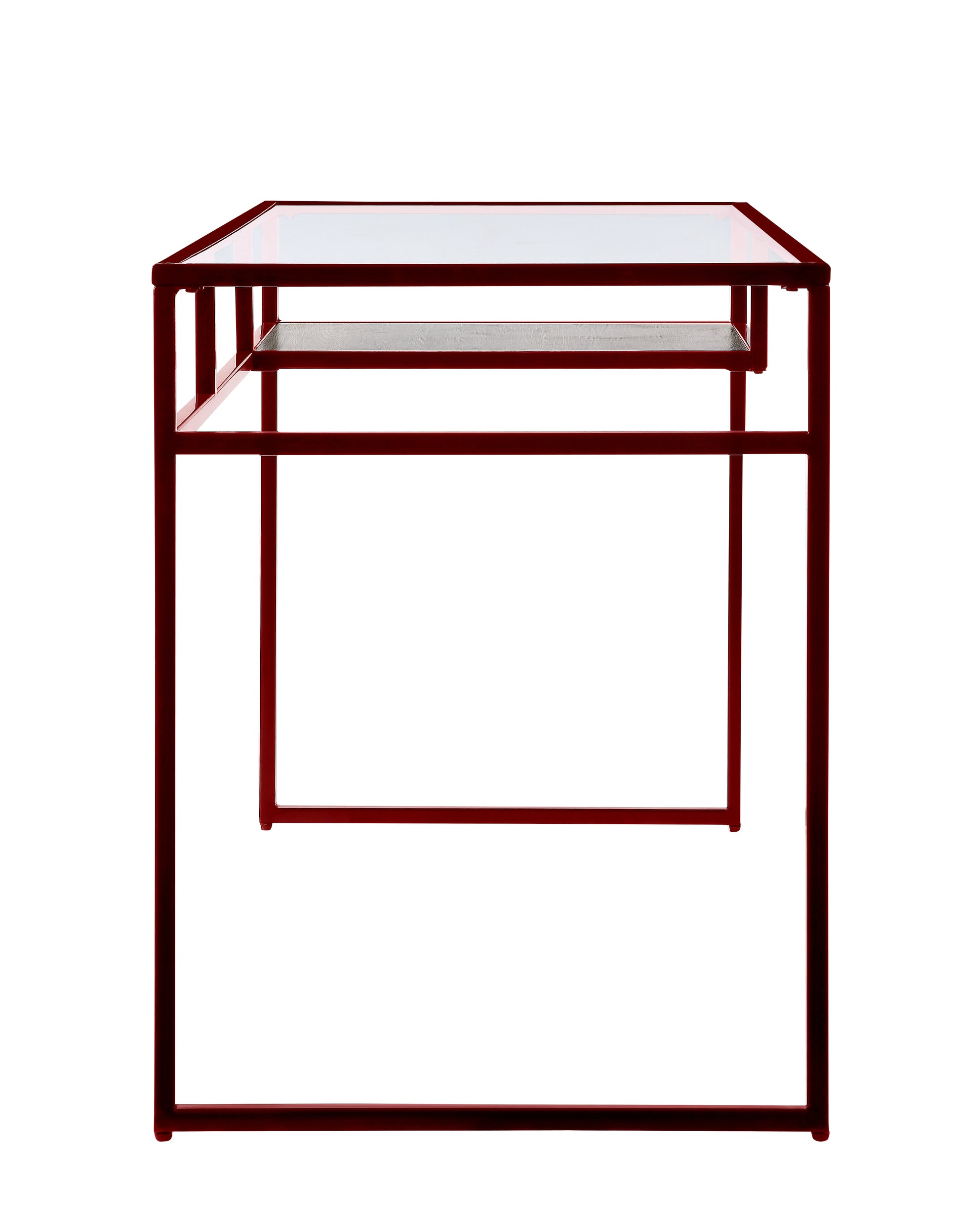Yasin Glass Top & Red Finish Writing Desk Red Glass,Metal,Synthetic Wood