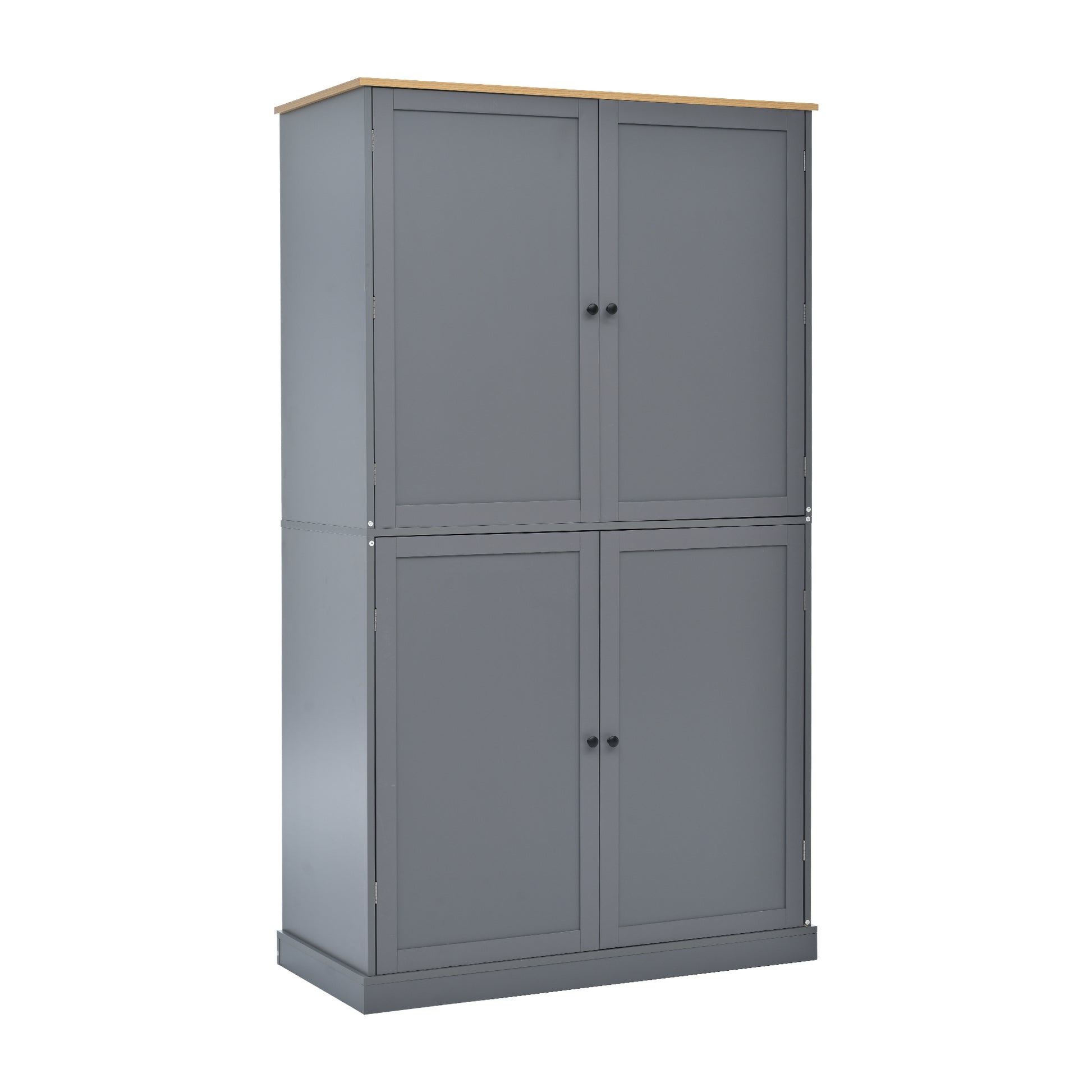 Assembly 40.2X20X71.3Inch High Freestanding Kitchen Pantry Large Cupboard Storage Cabinet With 2 Drawers, 2 Adjustable Shelves, 8 Door Shelves For Kitchen, Dining Room,Gray Gray Kitchen Farmhouse