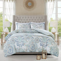 3 Piece Cotton Floral Printed Reversible Duvet Cover Set Queen Multicolor Polyester