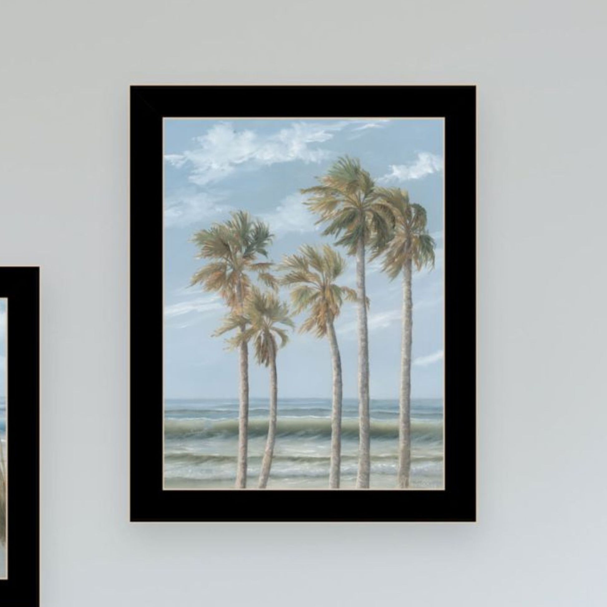 "Winds Of The Ocean Blowing The Palm Trees And Sea Oats" Framed Wall Art For Living Room, Wall Art Print For Home Decor, Bedroom Wall Art By Georgia Janisse Multicolor Wood Paper