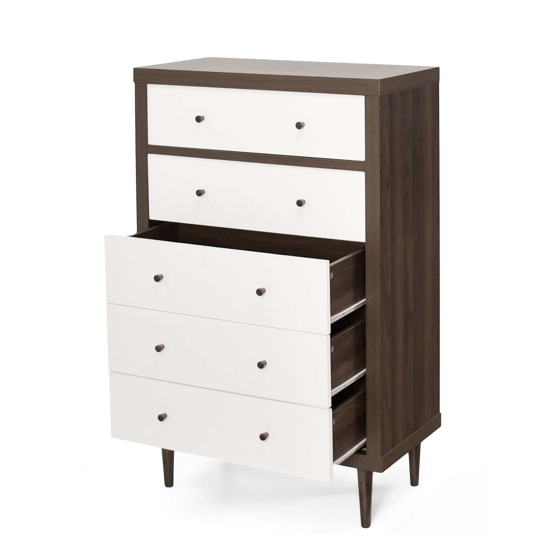 Nordic 5 Drawer Chest Walnut Mdf