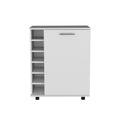 Wick Bar Cart With Integrated Wine Storage, Spacious Cabinet And Smooth Rollers White Dining Room Modern Particle Board Shelves Included Engineered Wood