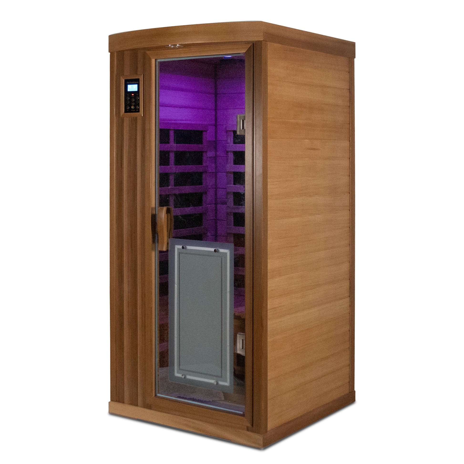 Low Emf One Person Far Infrared Red Cedar Deluxe Indoor Sauna Room Bean Paste Red Metal & Wood,Wood Glass