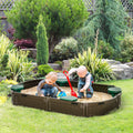 Outsunny Kids Outdoor Sandbox With Cover Garden Bed, Easy Assembly Children'S Oval Sandbox For Backyard, Brown, 72