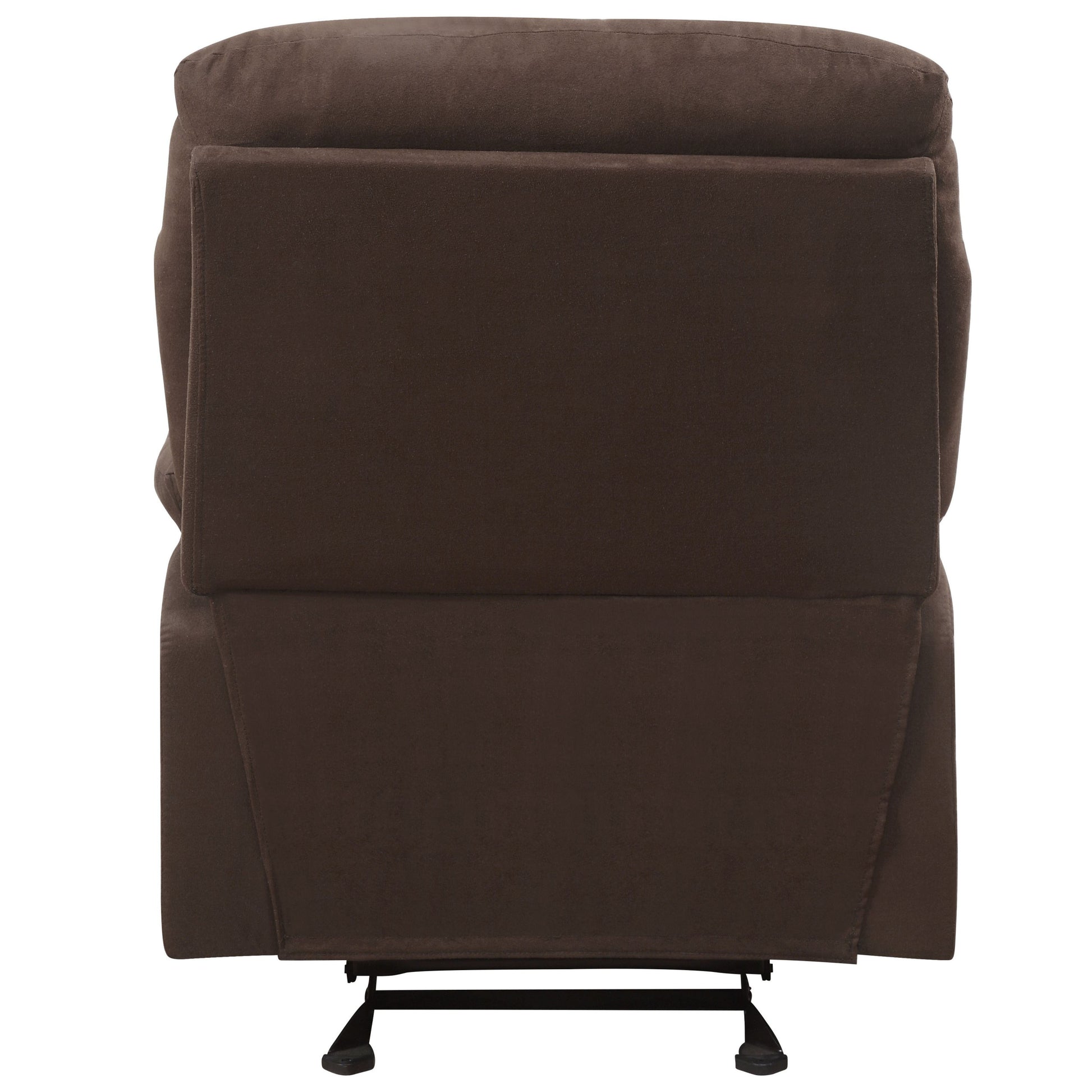 Chocolate Pillow Top Arms Recliner With Tufted Back Chocolate Microfiber Manual Handle Wood Primary Living Space Pillow Back Handle Eucalyptus Pillow Top Arms Microfiber