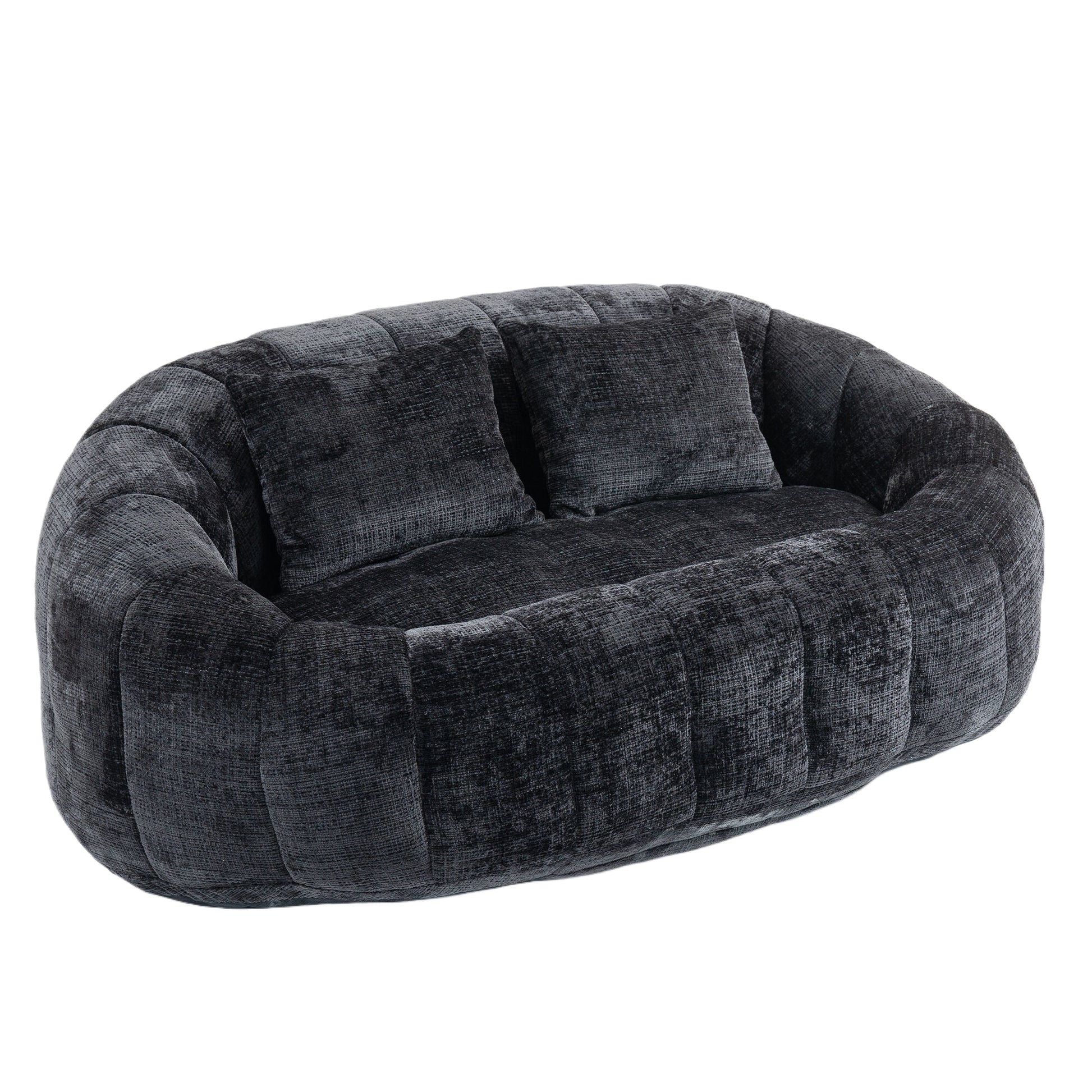 Coolmore Bean Bag Sofa Lazy Sofa Durable Comfort Lounger High Back Bean Bag Chair Couch For Adults And Kids, Indoor & Outdoor, Accent Floor Soft Lounge Chair Black Chenille Black Foam Chenille 2 Seat