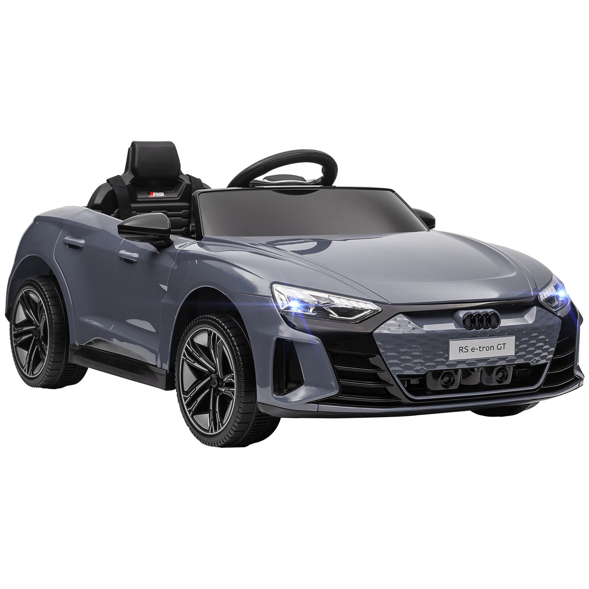 Aosom Kids Ride On Car, 12V Licensed Audi Rs E Tron Gt 3.1 Mph Electric Car For Kids, Ride On Toy For Boys And Girls With Remote Control, 4 Wheels With Suspension, Horn, Music, Lights, Gray Gray Plastic