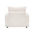 39 Inch Spring Upholstered Armchair And Ottoman Set Comfortable Single Sofa With Cup Holder And Corduroy Fabric, Perfect For Living Room Or Bedroom White Corduroy 1 Seat