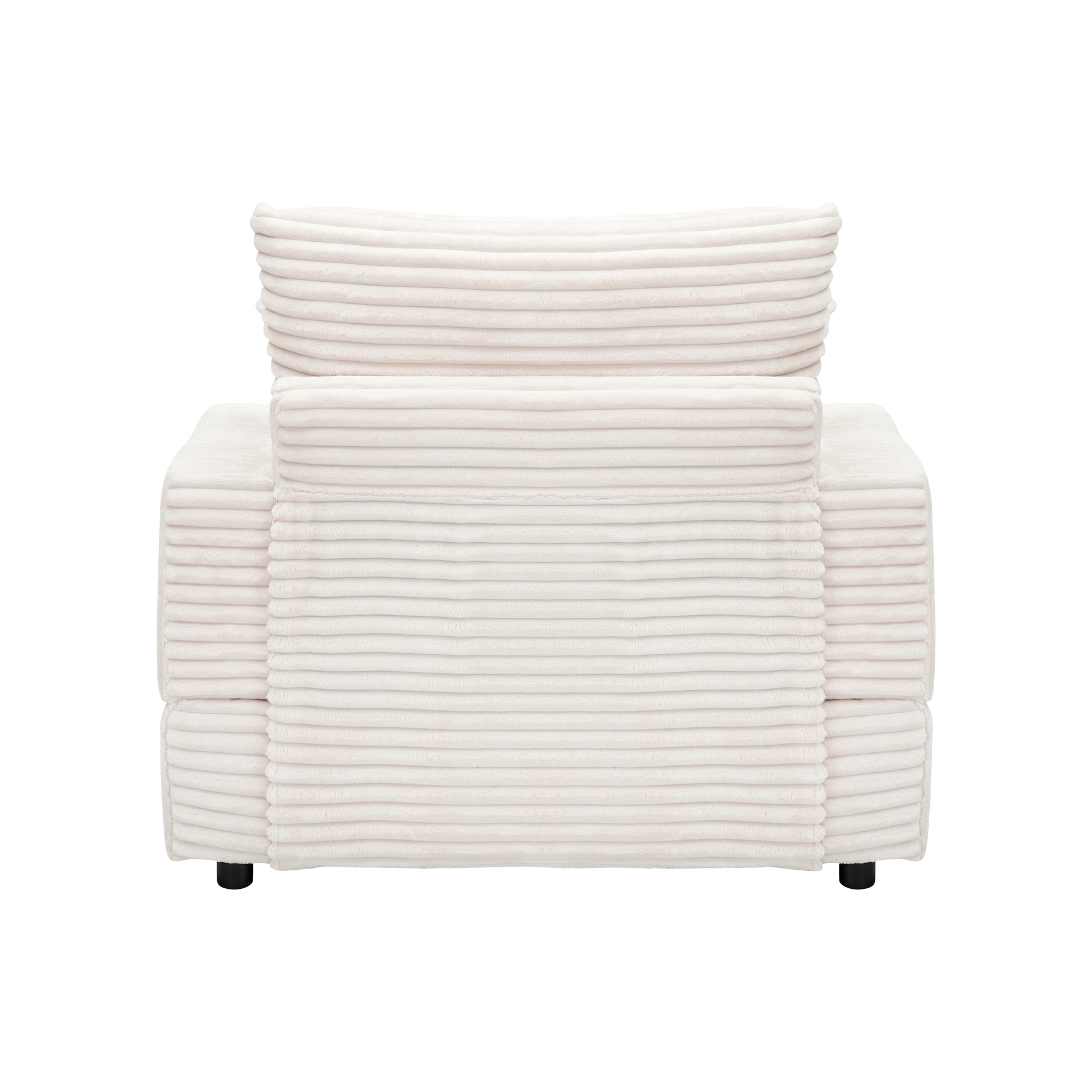 39 Inch Spring Upholstered Armchair And Ottoman Set Comfortable Single Sofa With Cup Holder And Corduroy Fabric, Perfect For Living Room Or Bedroom White Corduroy 1 Seat