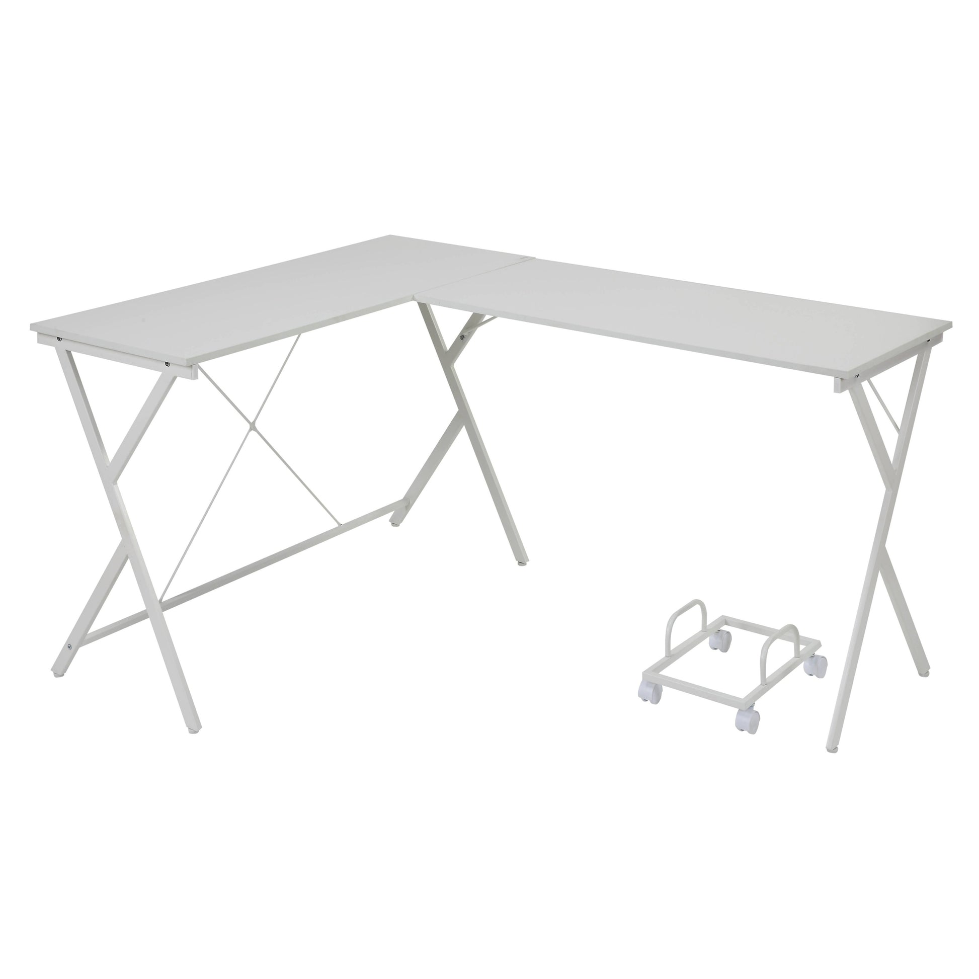 White L Shaped Computer Desk With Cpu Holder White Computer Desk Office Modern L Shape Desk Wood Metal