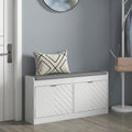 Homcom Shoe Bench, Entryway Bench With 2 Flip Drawers, Seating Cushion, And 2 Vents For 8 Pairs Of Shoes For Hallway, White White Mdf
