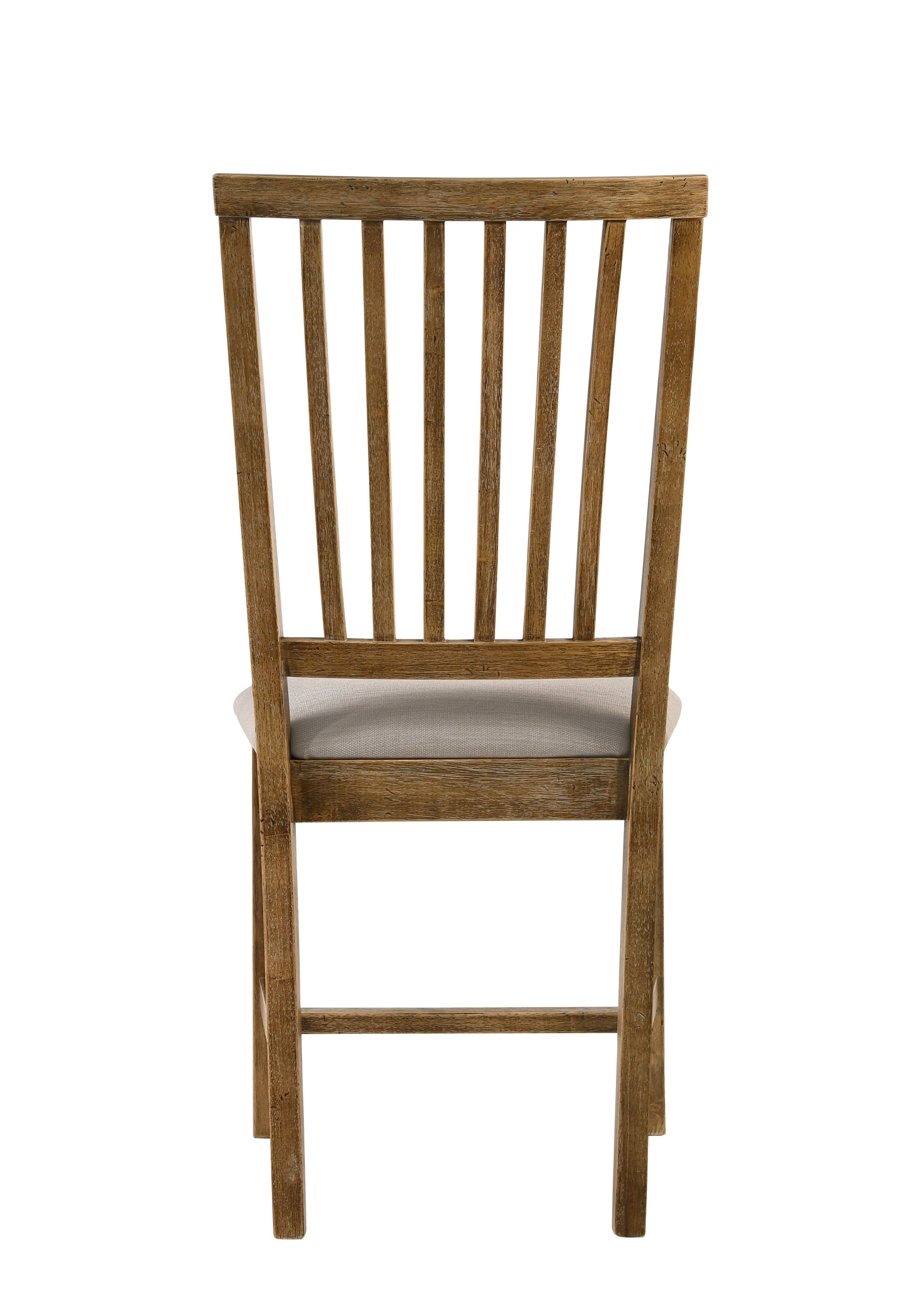 Wallace Ii Tan Linen & Weathered Oak Finish Side Chair Set Of 2 Oak,Tan Linen,Synthetic Wood