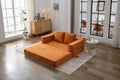 Modern Minimalist Sofa, Fold Out Sofa Bed, Convertible Chair Floor Couch & Sleeping Mattress For Living Room, Bedroom, Apartment, Removable Backrest, Orange Orange Chenille Soft Vintage Chenille 2 Seat